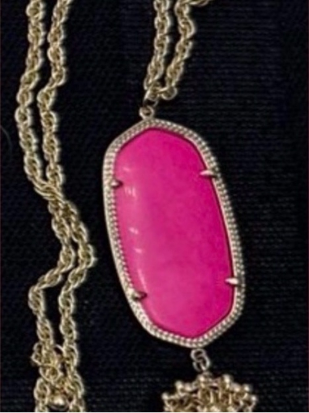 [Kendra Scott] Rayne Chandelier Tassel Long Pendant Necklace Hot Pink/Gold Tone - Picture 8 of 10